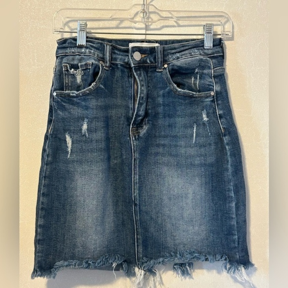 Risen Jeans distressed denim mini jean skirt small